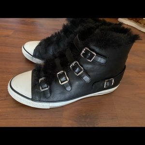 Ash Valko Faux Fur Buckle High Top Sneaker 39 9